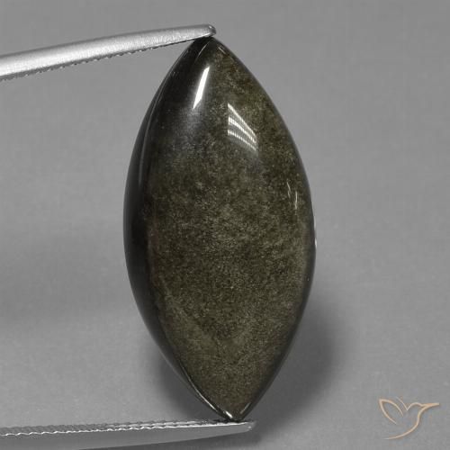 17.08ct Natürlicher Schwarz mit Goldglanz Obsidian, Marquise, Lichtundurchlässig