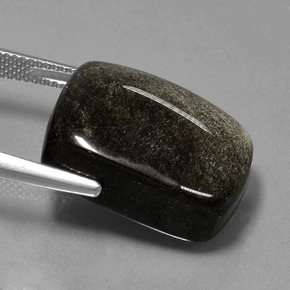 9,17 ctw natürlicher Schwarz mit Goldglanz Obsidian, Kissenschliff, Lichtundurchlässig
