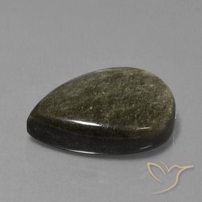 9,17 ctw natürlicher Schwarz mit Goldglanz Obsidian, Birnenform, Lichtundurchlässig