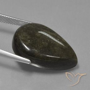 9,17 ctw natürlicher Schwarz mit Goldglanz Obsidian, Birnenform, Lichtundurchlässig