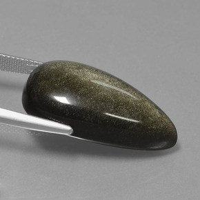 9,17 ctw natürlicher Schwarzer Goldglanz Obsidian, Birnenform, Lichtundurchlässig
