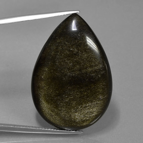 36,35 ctw natürlicher schwarzer Obsidian, Birnenform, Lichtundurchlässig