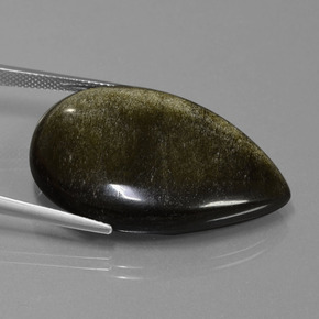 36,35 ctw natürlicher schwarzer Obsidian, Birnenform, Lichtundurchlässig