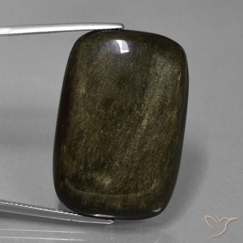 9,17 ctw natürlicher Schwarz mit Goldglanz Obsidian, Kissen, Lichtundurchlässig