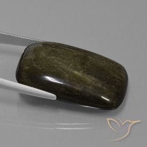 9,17 ctw natürlicher Schwarz mit Goldglanz Obsidian, Kissen, Lichtundurchlässig