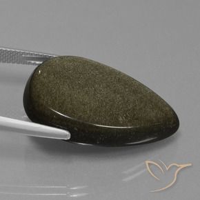 9,17 ctw natürlicher Schwarz mit Bronze Obsidian, Birnenform, Lichtundurchlässig