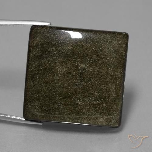 54.37ct Natürlicher Schwarz mit Bronze Obsidian, Quadrat, Lichtundurchlässig