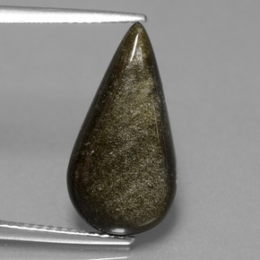 9,17 ctw natürlicher gold-schimmernd Obsidian, Birnenform, Lichtundurchlässig