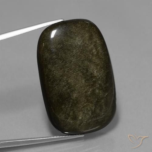 9,17 ctw natürlicher Schwarz mit Goldglanz Obsidian, Kissen, Lichtundurchlässig