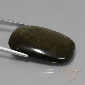 9,17 ctw natürlicher Schwarz mit Goldglanz Obsidian, Kissen, Lichtundurchlässig