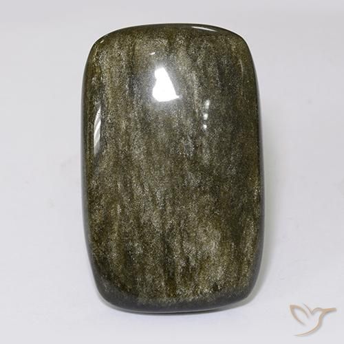 9,17 ctw natürlicher Schwarz mit Goldglanz Obsidian, Kissen, Lichtundurchlässig