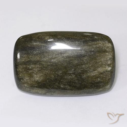 9,17 ctw natürlicher Schwarz mit Goldglanz Obsidian, Kissen, Lichtundurchlässig