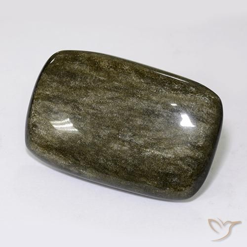 9,17 ctw natürlicher Schwarz mit Goldglanz Obsidian, Kissen, Lichtundurchlässig