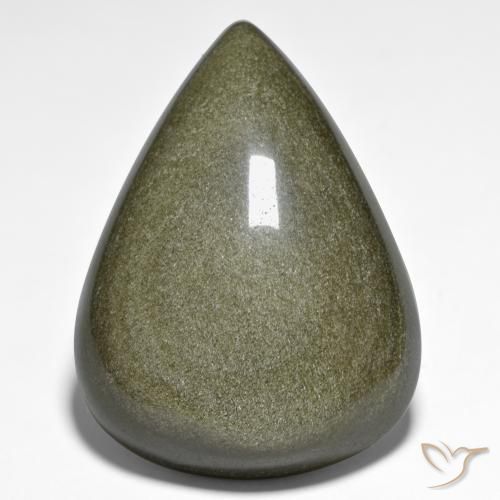 59.31ct Natürlicher Schwarz mit Goldglanz Obsidian, Birnenform, Lichtundurchlässig