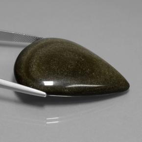 62,15 ctw natürlicher schwarzer Obsidian, Birnenform, Lichtundurchlässig