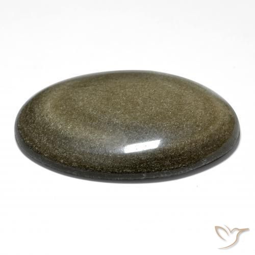 9,17 ctw natürlicher Schwarz mit Goldglanz Obsidian, Oval, Lichtundurchlässig