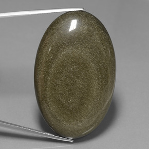9,17 ctw natürlicher Schwarzer Goldglanz Obsidian, Oval Schliff, Lichtundurchlässig