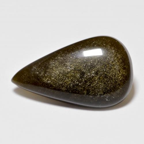9,27 ctw natürlicher schwarzer Obsidian, Birnenform, Lichtundurchlässig