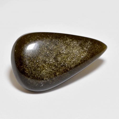 9,27 ctw natürlicher schwarzer Obsidian, Birnenform, Lichtundurchlässig