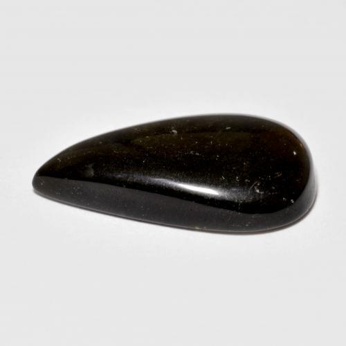9,27 ctw natürlicher schwarzer Obsidian, Birnenform, Lichtundurchlässig