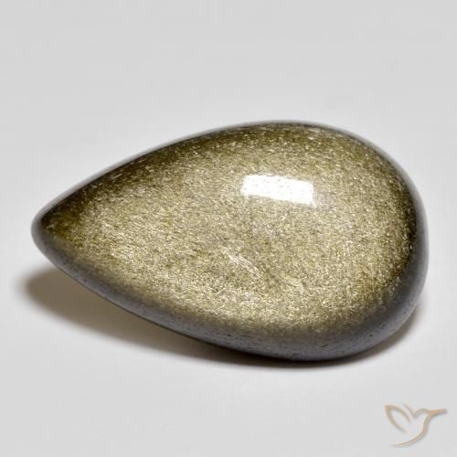 9,17 ctw natürlicher Schwarz mit Goldglanz Obsidian, Birnenform, Lichtundurchlässig