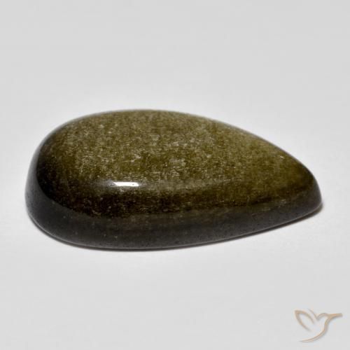 9,17 ctw natürlicher Schwarz mit Goldglanz Obsidian, Birnenform, Lichtundurchlässig