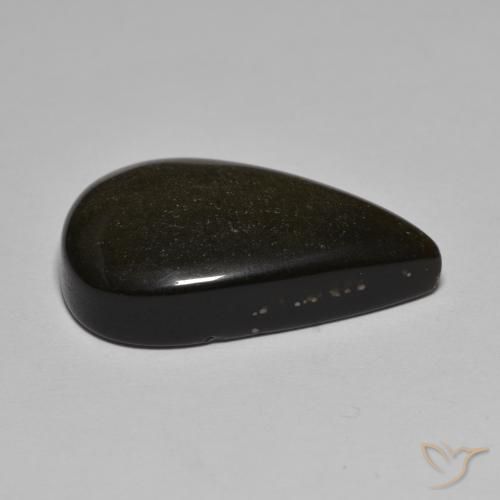 9,17 ctw natürlicher Schwarz mit Bronze Obsidian, Birnenform, Lichtundurchlässig