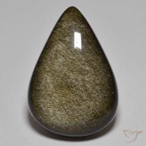 16.17ct Natürlicher Schwarz mit Bronze Obsidian, Birnenform, Lichtundurchlässig