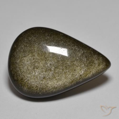9,17 ctw natürlicher Schwarz mit Bronze Obsidian, Birnenform, Lichtundurchlässig
