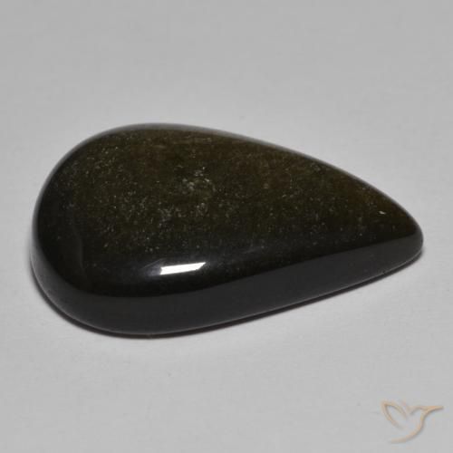 9,17 ctw natürlicher Schwarz mit Bronze Obsidian, Birnenform, Lichtundurchlässig