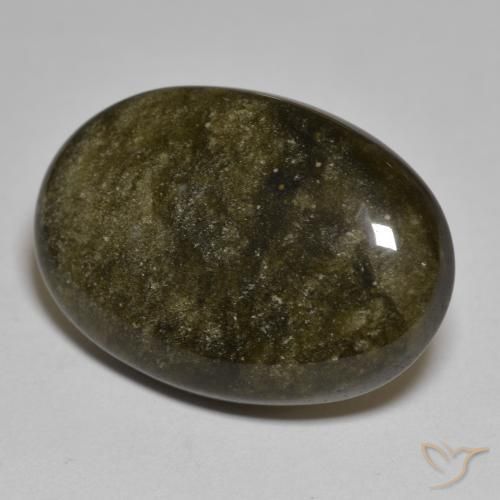 9,17 ctw natürlicher Schwarz mit Bronze Obsidian, Oval, Lichtundurchlässig