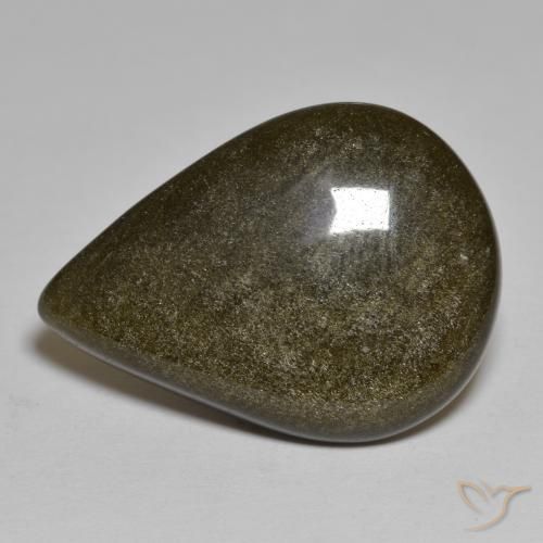16.54ct Natürlicher Schwarz mit Bronze Obsidian, Birnenform, Lichtundurchlässig