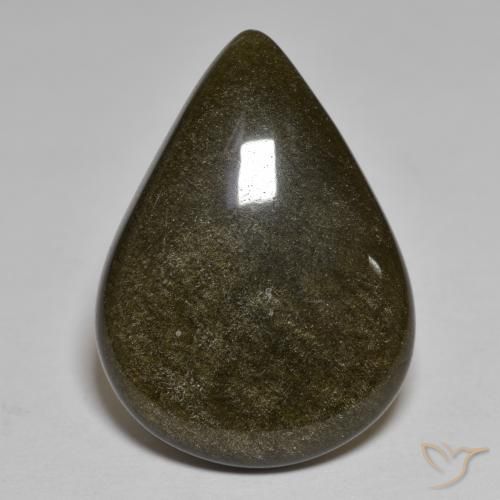9,17 ctw natürlicher Schwarz mit Bronze Obsidian, Birnenform, Lichtundurchlässig