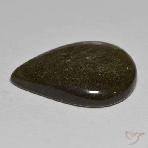 9,17 ctw natürlicher Schwarz mit Bronze Obsidian, Birnenform, Lichtundurchlässig