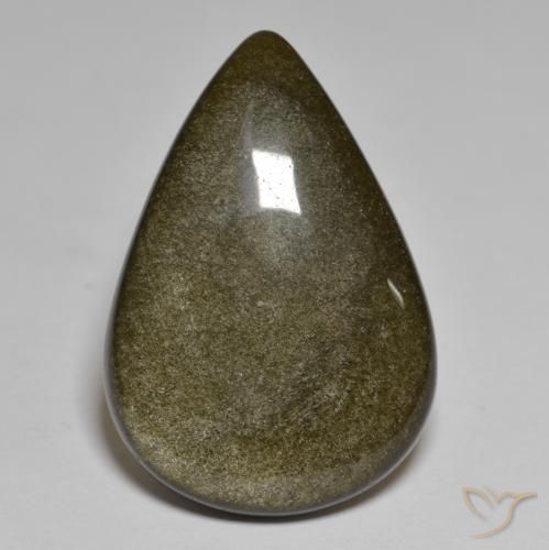 17.94ct Natürlicher Helles schwärzliches Braun Obsidian, Birnenform, Lichtundurchlässig