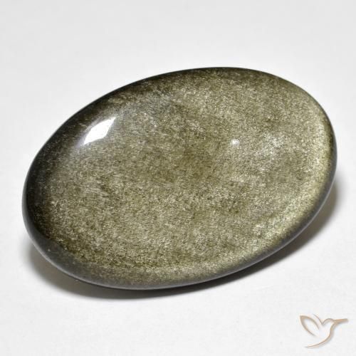 9,17 ctw natürlicher Schwarz Braun Obsidian, Oval, Lichtundurchlässig