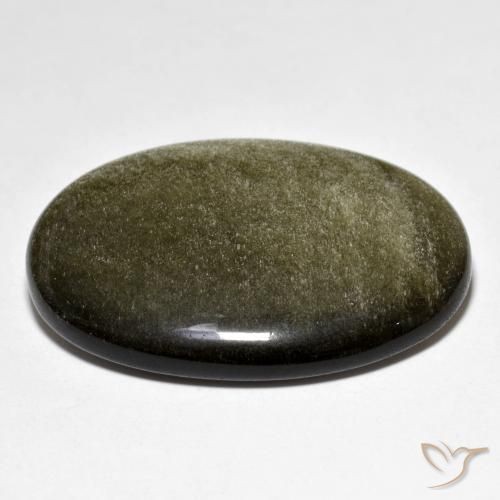 9,17 ctw natürlicher Schwarz Braun Obsidian, Oval, Lichtundurchlässig