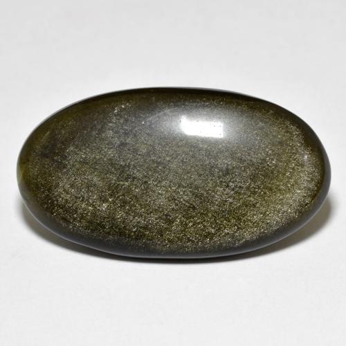 9,17 ctw natürlicher Schwarz mit Goldglanz Obsidian, Oval Schliff, Lichtundurchlässig