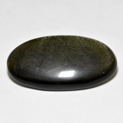 9,17 ctw natürlicher Schwarz mit Goldglanz Obsidian, Oval Schliff, Lichtundurchlässig