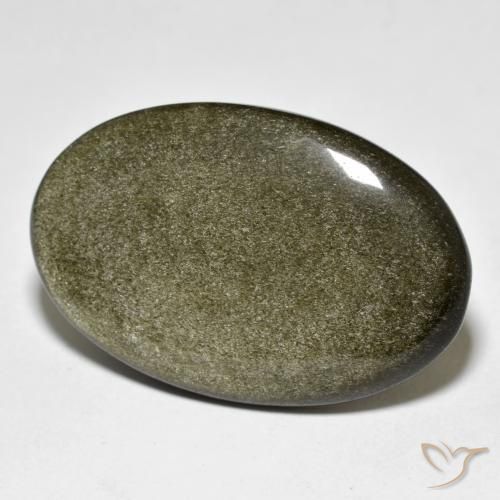 9,17 ctw natürlicher Schwarz mit Goldglanz Obsidian, Oval, Lichtundurchlässig