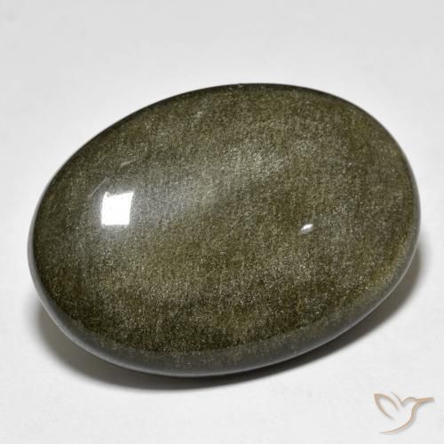 9,17 ctw natürlicher Schwarz mit Goldglanz Obsidian, Oval, Lichtundurchlässig