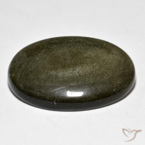9,17 ctw natürlicher Schwarz mit Goldglanz Obsidian, Oval, Lichtundurchlässig