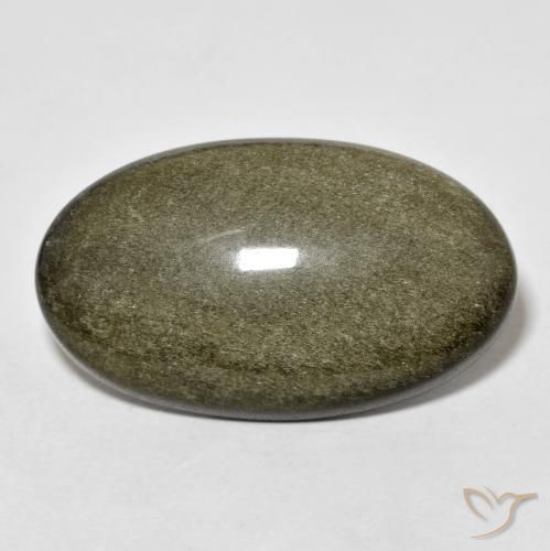 9,17 ctw natürlicher Schwarz mit Goldglanz Obsidian, Oval, Lichtundurchlässig