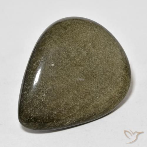 22.83ct Natürlicher Schwarz mit Goldglanz Obsidian, Birnenform, Lichtundurchlässig