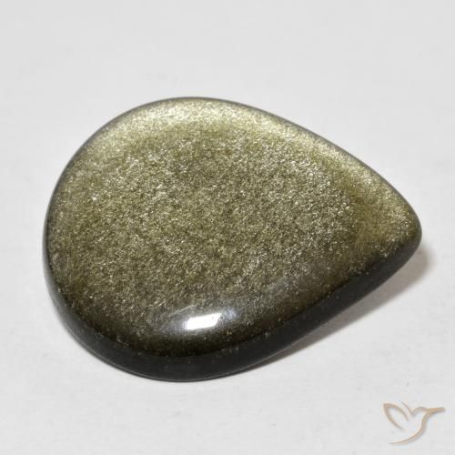 9,17 ctw natürlicher Schwarz Braun Obsidian, Birnenform, Lichtundurchlässig