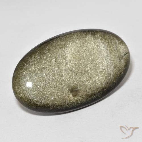 9,17 ctw natürlicher Schwarz mit Goldglanz Obsidian, Oval, Lichtundurchlässig