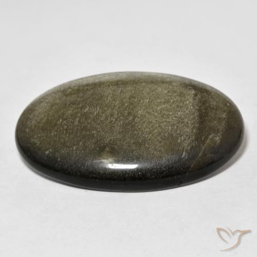 9,17 ctw natürlicher Schwarz mit Goldglanz Obsidian, Oval, Lichtundurchlässig