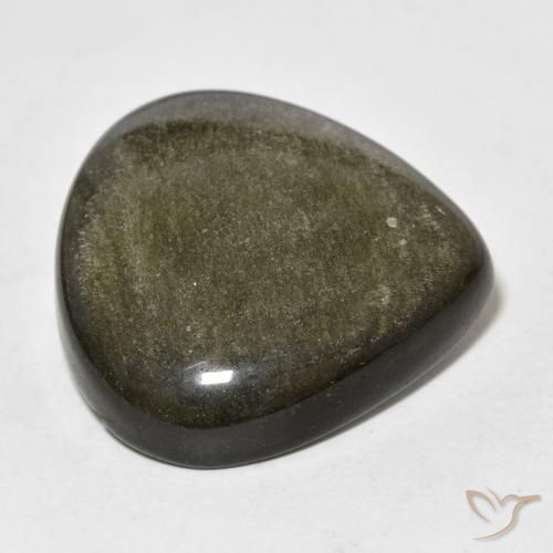 9,17 ctw natürlicher Schwarz mit Goldglanz Obsidian, Birnenform, Lichtundurchlässig