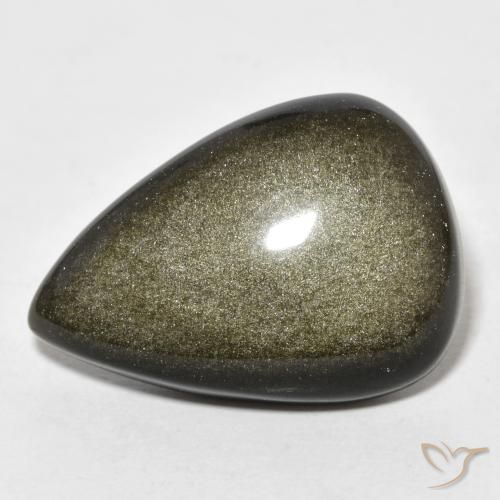 18.65ct Natürlicher Schwarz Braun Obsidian, Birnenform, Lichtundurchlässig