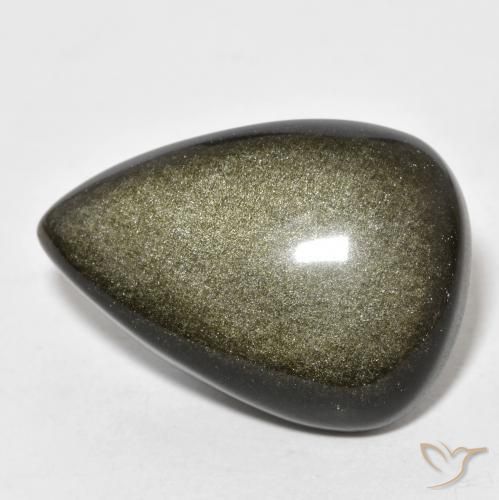 9,17 ctw natürlicher Schwarz Braun Obsidian, Birnenform, Lichtundurchlässig
